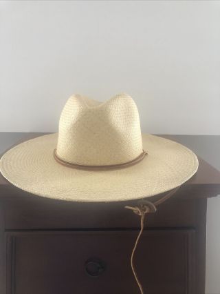 The J.  Peterman Co Lexington Ky Vtg Straw Ecuador Hat Hand Woven Ecuador Western