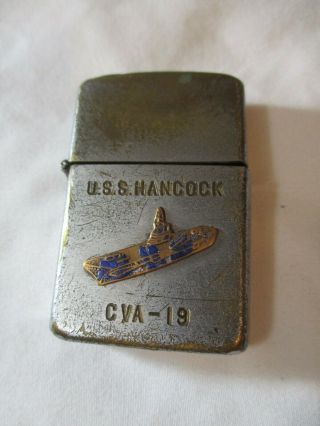 Vintage Wwii Us Navy Uss Hancock Cva - 19 Japan Penguin Lighter Shell