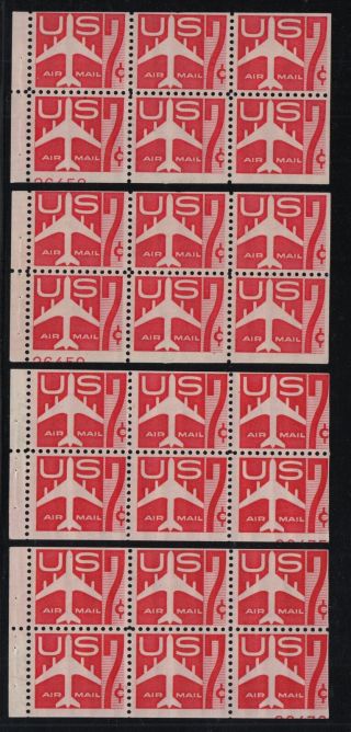 1960 Airmail Sc C60a Carmine 7c Mnh All Issue Plate Numbers