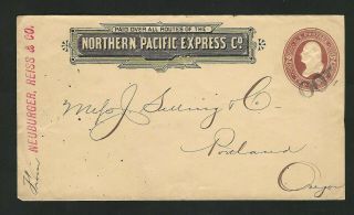 Northern Pacific Express Co Printed Frank U278 To Oregon Vf Rate Cancel 100