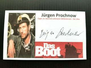 " Das Boot " Jurgen Prochnow Autographed 3x5 Index Card