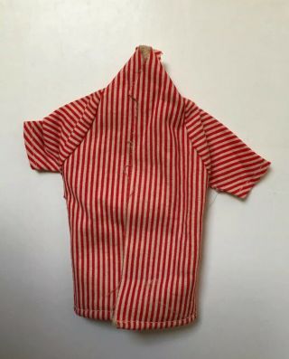 Vintage 0750 Ken Red And White Striped Beach Shirt Jacket Barbie Doll 1960s