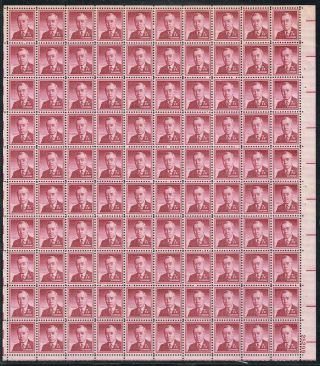 1040 Sheet Of 100 1956 7c Wilson Liberty Series Issue - - Vf