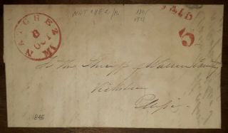 Usa Natchez Mi Mississipi Oct 8 1845.  Stampless Cover Letter To Sheriff Red Paid