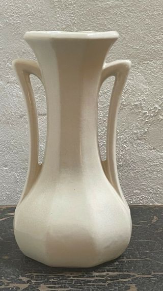 Nelson Mccoy White Pottery Vase Mid - Century Modernist Mcm