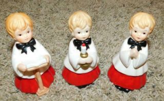 21 1199 Set Of 3 Vintage Lefton Figurines Choir Altar Boys Christmas 7083 Old