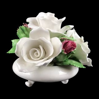Vintage Royal Adderley Floral Figurine White Flowers Rose Bone China - England