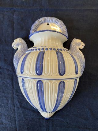Vintage Italian Zanolli Blue And White Wall Vase