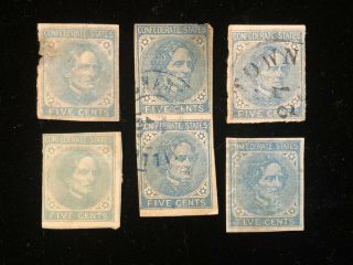Confederate States Of America: 6,  7 And,  6 Stamps W/small Faults