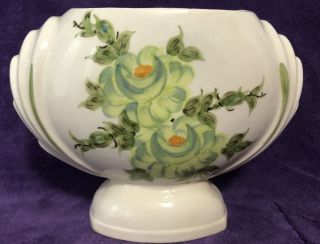 Vintage Cash Family Pottery Footed Vase Planter Hand Painted Floral Rare Piece