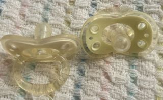 Rare Vintage Playtex One Piece Pacifiers - Set Of Two Yellow&white
