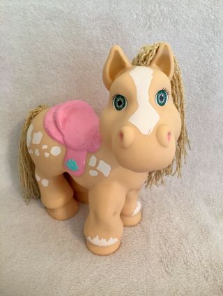 1992 Cabbage Patch Crimp N Curl Pony,  Butter Cream,  Pink Saddle And Green Eyes