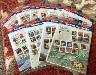 Celebrate The Century 1900s - 1990s Complete 10 Sheet Set Usps Stamps