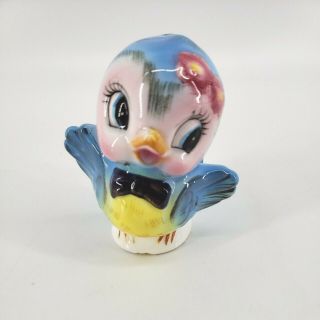 Vintage Anthropomorphic Lefton Blue Bird Porcelain Salt/pepper Shaker 7176