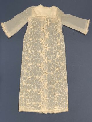 Vintage 1968 Barbie Francie Dreamy Wedding 1217 White Embroidered Over Dress
