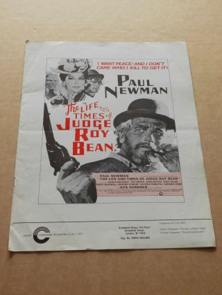 " The Life And Times Of Judge Roy Bean " (paul Newman) 1972 Uk Press Book