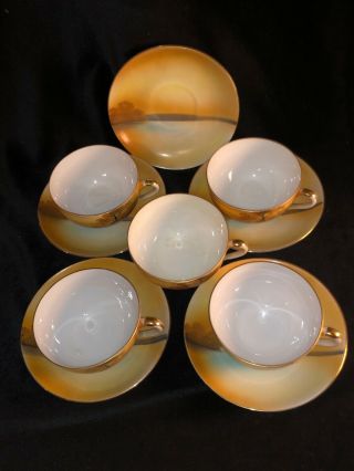 5 Vintage Noritake China Tea Cups and Saucers 