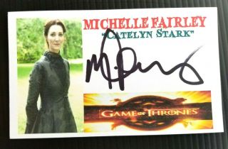 " Game Of Thrones " Michelle Fairley " Catelyn Stark " Autographed 3x5 Index Card