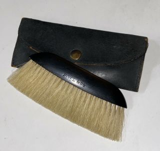 Antique Mens Clothing/shoe Valet Brush Vintage W/ Leather Case