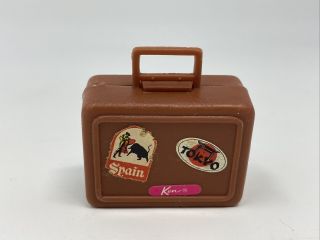 Vintage Busy Hands Barbie 3311 Suitcase Brown W/ Travel Stickers Really Opens