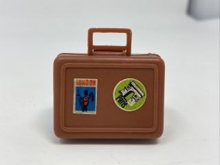 Vintage Busy Hands Barbie 3311 Suitcase Brown w/ Travel Stickers Really Opens 2