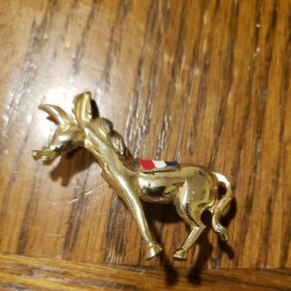 Vintage Crown Trifari Gold Tone Donkey Mule Brooch Pin Democrat Voting Signed