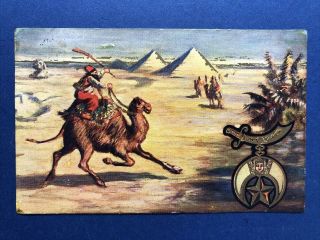Mason Shield Greetings Antique Postcard.  1907.  Egypt,  Sphinx And Pyramids.