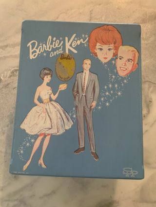 Vintage Barbie And Ken Doll Trunk Wardrobe Carrying Case Blue 1964