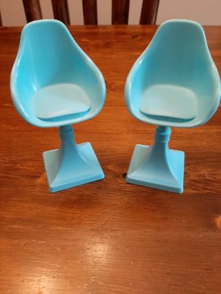 Mattel 2015 Barbie Dream House Replacement Kitchen Blue Stools Chairs