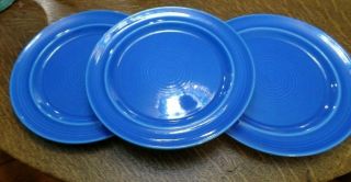 3 Vtg Metlox Colorstax 10.  75 Inch Dinner Plate Sky Blue Made In Usa Ec