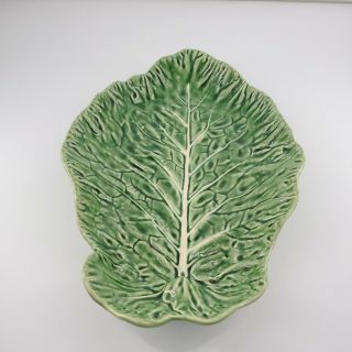 Bordallo Pinheiro Large Green Cabbage Leaf Serving Platter 15 Inch Portugal