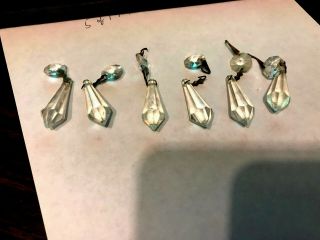 6 Vintage Glass Crystal Tear Drop Lamp Chandelier Prism 2 1/4 Inches Spear