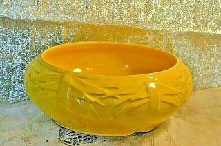 Vintage Mccoy Low Bulb Bowl Planter Gloss Yellow Geometric Raised Design
