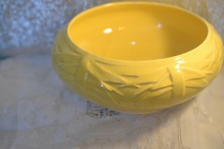 Vintage McCoy Low Bulb Bowl Planter Gloss Yellow Geometric Raised Design 2