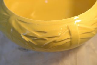 Vintage McCoy Low Bulb Bowl Planter Gloss Yellow Geometric Raised Design 3