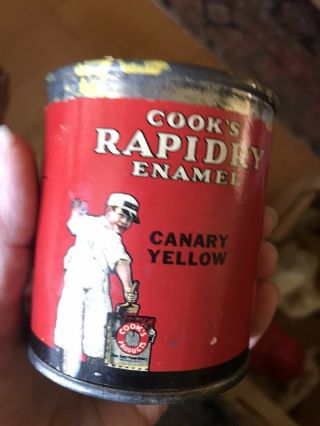 PR Vintage Cooks Rapidry CANARY YELLOW Enamel Can Paint Advertising MAGICOLOR 3
