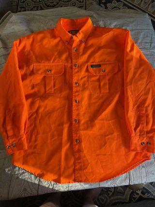 Vintage " Remington " Blaze Orange Hunting Shirt Mens Xl Extra Large Safety Stains