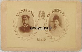 Cdv Duke Of York King George V Mary Of Teck Antique Photo Royalty Victorian