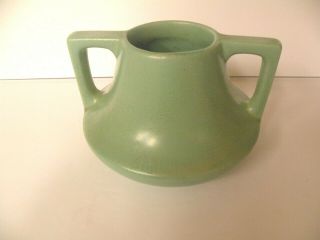 Vintage Camark ? Vase Pottery Green With Two Handles