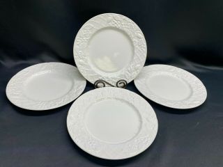 Mikasa " English Countryside " White Dp900 Set Of 4 Dinner Plates 11 1/4 "
