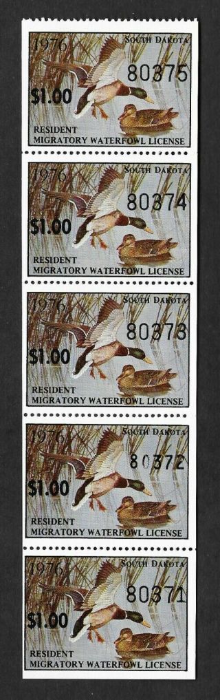1976 South Dakota State Duck Migratory Waterfowl Stamp Mnhog No.  3 And 3a