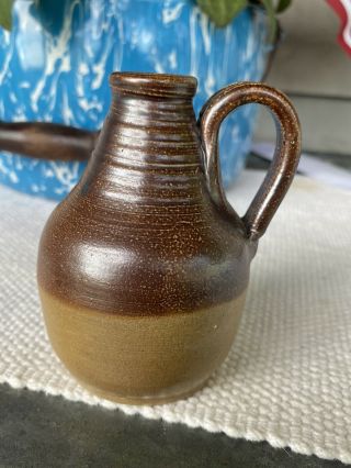 Colonial Williamsburg Restoration Hand Thrown Salt Glazed Brown Pottery Jug