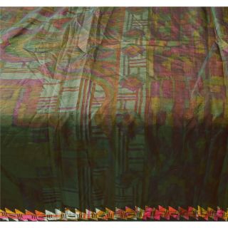 Sanskriti Vintage Sarees 100 Pure Silk Printed Sari Craft Decor 5Yd Fabric 3