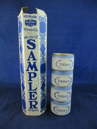 Vintage The Tinder Box Smoking Tobaccos Sampler 4 Empty Toeback Tins (618)
