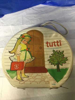 Vintage 1965 Tutti Doll Round Carrying Case Barbie Skipper’s Tiny Sister Mattel