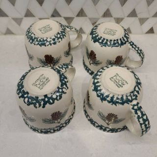 Tienshan Folk Craft Green PINE CONE Coffee Mugs Cups Set Of 4 Sponge ware 3