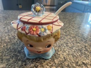 Vintage Lefton Miss Dainty Sugar Bowl With Lid - 323