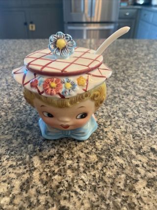 Vintage Lefton Miss Dainty Sugar Bowl With Lid - 323 2
