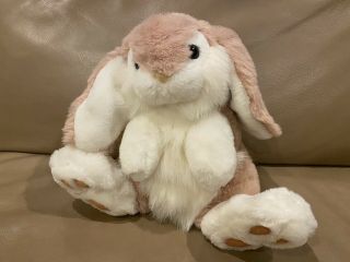Vintage Pink White 11” Easter Bunny Rabbit Stuffed Animal Plush Toy