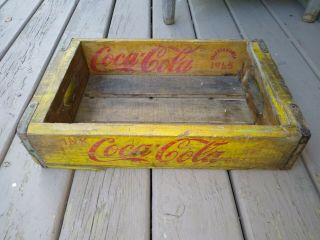 Vintage Coca - Cola Wood Crate Carrier 1965 Chattanooga Yellow Red Collectible